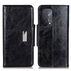 Leather Case Stands Flip Cover Holder N04P for Oppo A74 5G Black