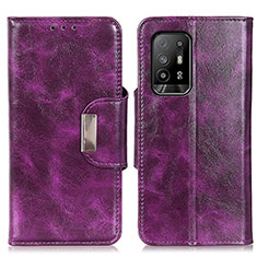 Leather Case Stands Flip Cover Holder N04P for Oppo A94 5G Purple