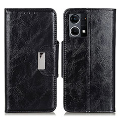 Leather Case Stands Flip Cover Holder N04P for Oppo F21 Pro 4G Black