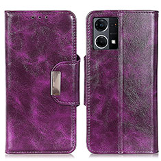 Leather Case Stands Flip Cover Holder N04P for Oppo F21 Pro 4G Purple