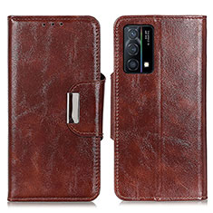 Leather Case Stands Flip Cover Holder N04P for Oppo K9 5G Brown