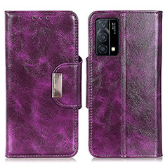 Leather Case Stands Flip Cover Holder N04P for Oppo K9 5G Purple
