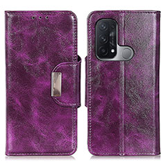 Leather Case Stands Flip Cover Holder N04P for Oppo Reno5 A Purple