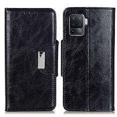 Leather Case Stands Flip Cover Holder N04P for Oppo Reno5 F Black