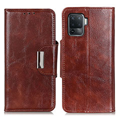 Leather Case Stands Flip Cover Holder N04P for Oppo Reno5 Lite Brown