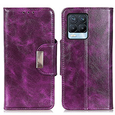 Leather Case Stands Flip Cover Holder N04P for Realme 8 4G Purple