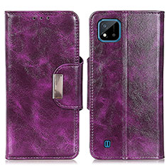 Leather Case Stands Flip Cover Holder N04P for Realme C20 Purple