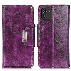 Leather Case Stands Flip Cover Holder N04P for Samsung Galaxy A03 Purple