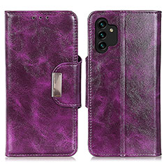 Leather Case Stands Flip Cover Holder N04P for Samsung Galaxy A13 4G Purple