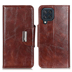 Leather Case Stands Flip Cover Holder N04P for Samsung Galaxy M32 4G Brown