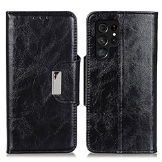 Leather Case Stands Flip Cover Holder N04P for Samsung Galaxy S23 Ultra 5G Black