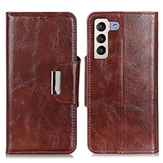 Leather Case Stands Flip Cover Holder N04P for Samsung Galaxy S24 Plus 5G Brown