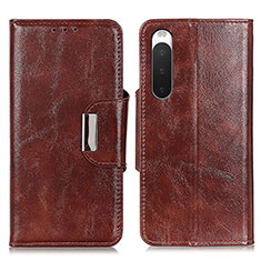 Leather Case Stands Flip Cover Holder N04P for Sony Xperia 10 IV SOG07 Brown