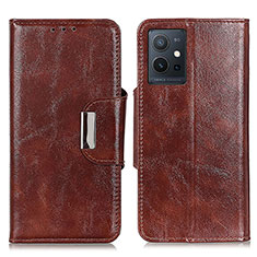 Leather Case Stands Flip Cover Holder N04P for Vivo Y30 5G Brown