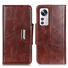 Leather Case Stands Flip Cover Holder N04P for Xiaomi Mi 12X 5G Brown