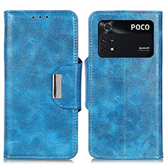 Leather Case Stands Flip Cover Holder N04P for Xiaomi Poco M4 Pro 4G Sky Blue