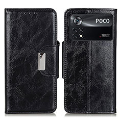 Leather Case Stands Flip Cover Holder N04P for Xiaomi Poco X4 Pro 5G Black