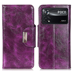 Leather Case Stands Flip Cover Holder N04P for Xiaomi Poco X4 Pro 5G Purple