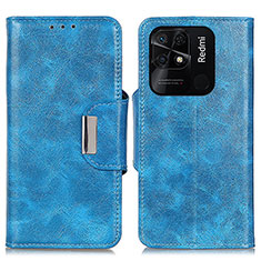 Leather Case Stands Flip Cover Holder N04P for Xiaomi Redmi 10 India Sky Blue