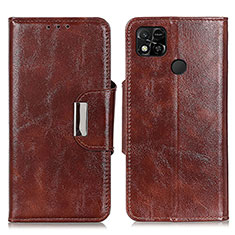Leather Case Stands Flip Cover Holder N04P for Xiaomi Redmi 9 India Brown