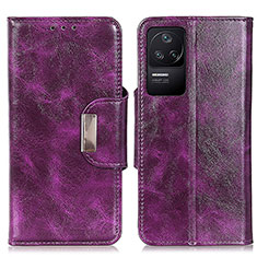 Leather Case Stands Flip Cover Holder N04P for Xiaomi Redmi K40S 5G Purple