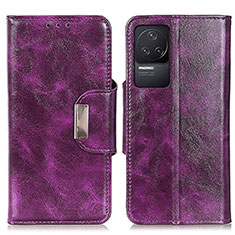 Leather Case Stands Flip Cover Holder N04P for Xiaomi Redmi K50 Pro 5G Purple