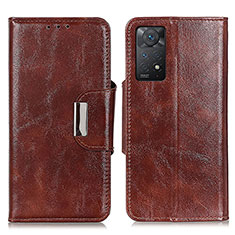 Leather Case Stands Flip Cover Holder N04P for Xiaomi Redmi Note 11 Pro 5G Brown