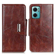 Leather Case Stands Flip Cover Holder N04P for Xiaomi Redmi Note 11E 5G Brown