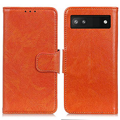 Leather Case Stands Flip Cover Holder N05P for Google Pixel 7a 5G Orange