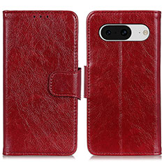 Leather Case Stands Flip Cover Holder N05P for Google Pixel 8 5G Red