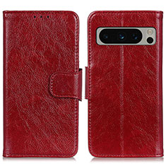 Leather Case Stands Flip Cover Holder N05P for Google Pixel 8 Pro 5G Red