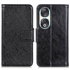 Leather Case Stands Flip Cover Holder N05P for Huawei Honor 90 5G Black