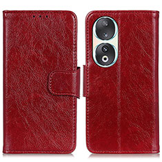 Leather Case Stands Flip Cover Holder N05P for Huawei Honor 90 5G Red