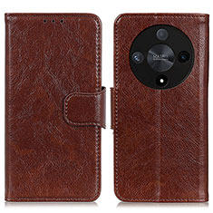 Leather Case Stands Flip Cover Holder N05P for Huawei Honor Magic6 Lite 5G Brown
