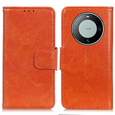 Leather Case Stands Flip Cover Holder N05P for Huawei Mate 60 Orange