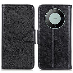 Leather Case Stands Flip Cover Holder N05P for Huawei Mate 60 Pro Black