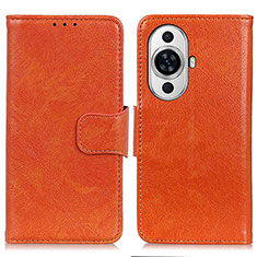 Leather Case Stands Flip Cover Holder N05P for Huawei Nova 11 Orange