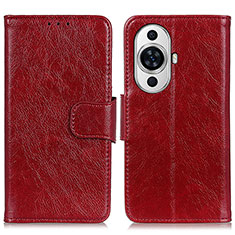 Leather Case Stands Flip Cover Holder N05P for Huawei Nova 11 Red