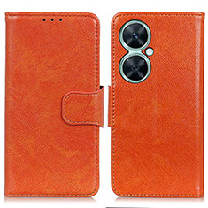 Leather Case Stands Flip Cover Holder N05P for Huawei Nova 11i Orange