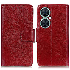 Leather Case Stands Flip Cover Holder N05P for Huawei Nova 11i Red