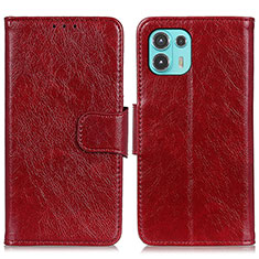 Leather Case Stands Flip Cover Holder N05P for Motorola Moto Edge 20 Lite 5G Red