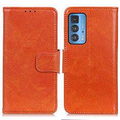 Leather Case Stands Flip Cover Holder N05P for Motorola Moto Edge 20 Pro 5G Orange