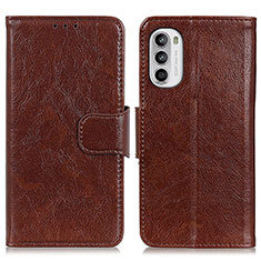 Leather Case Stands Flip Cover Holder N05P for Motorola Moto Edge (2022) 5G Brown