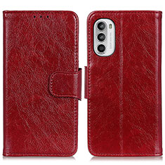 Leather Case Stands Flip Cover Holder N05P for Motorola Moto Edge (2022) 5G Red