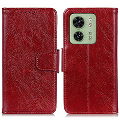 Leather Case Stands Flip Cover Holder N05P for Motorola Moto Edge (2023) 5G Red