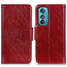 Leather Case Stands Flip Cover Holder N05P for Motorola Moto Edge 30 5G Red