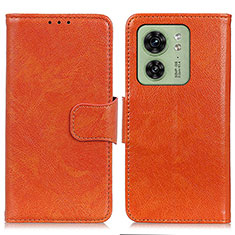 Leather Case Stands Flip Cover Holder N05P for Motorola Moto Edge 40 5G Orange