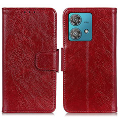 Leather Case Stands Flip Cover Holder N05P for Motorola Moto Edge 40 Neo 5G Red