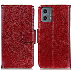 Leather Case Stands Flip Cover Holder N05P for Motorola Moto G 5G (2023) Red