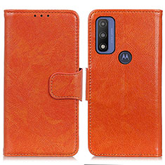 Leather Case Stands Flip Cover Holder N05P for Motorola Moto G Pure Orange